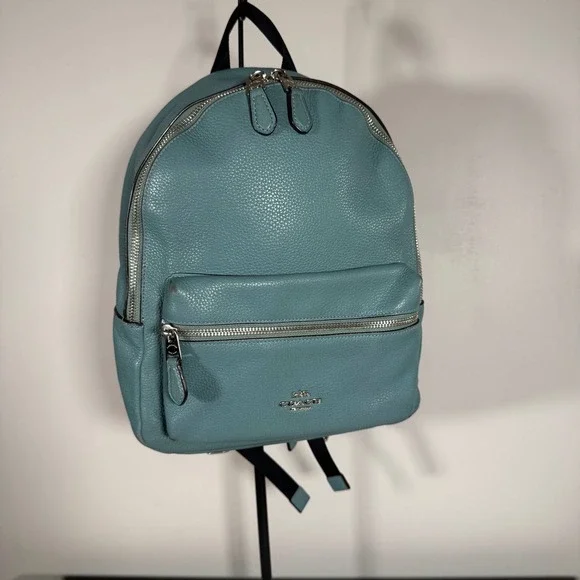 Coach | Bags | Coach Leather Backpack Aqua Blue Silver  display picture 2